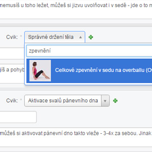 Výběr cviku do cvičebního plánu